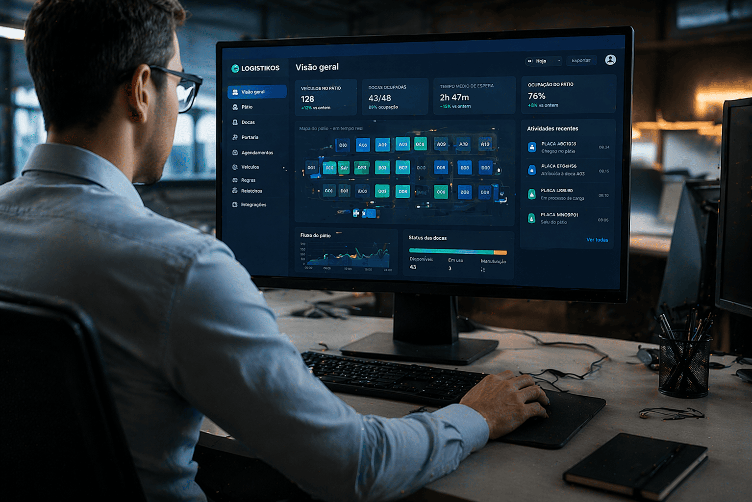 Tela de dashboard operacional Logistikos